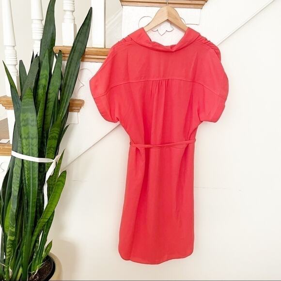 Elizabeth & James Red Polyester Belted Mini Shirtdress Size Small - Picture 5 of 7
